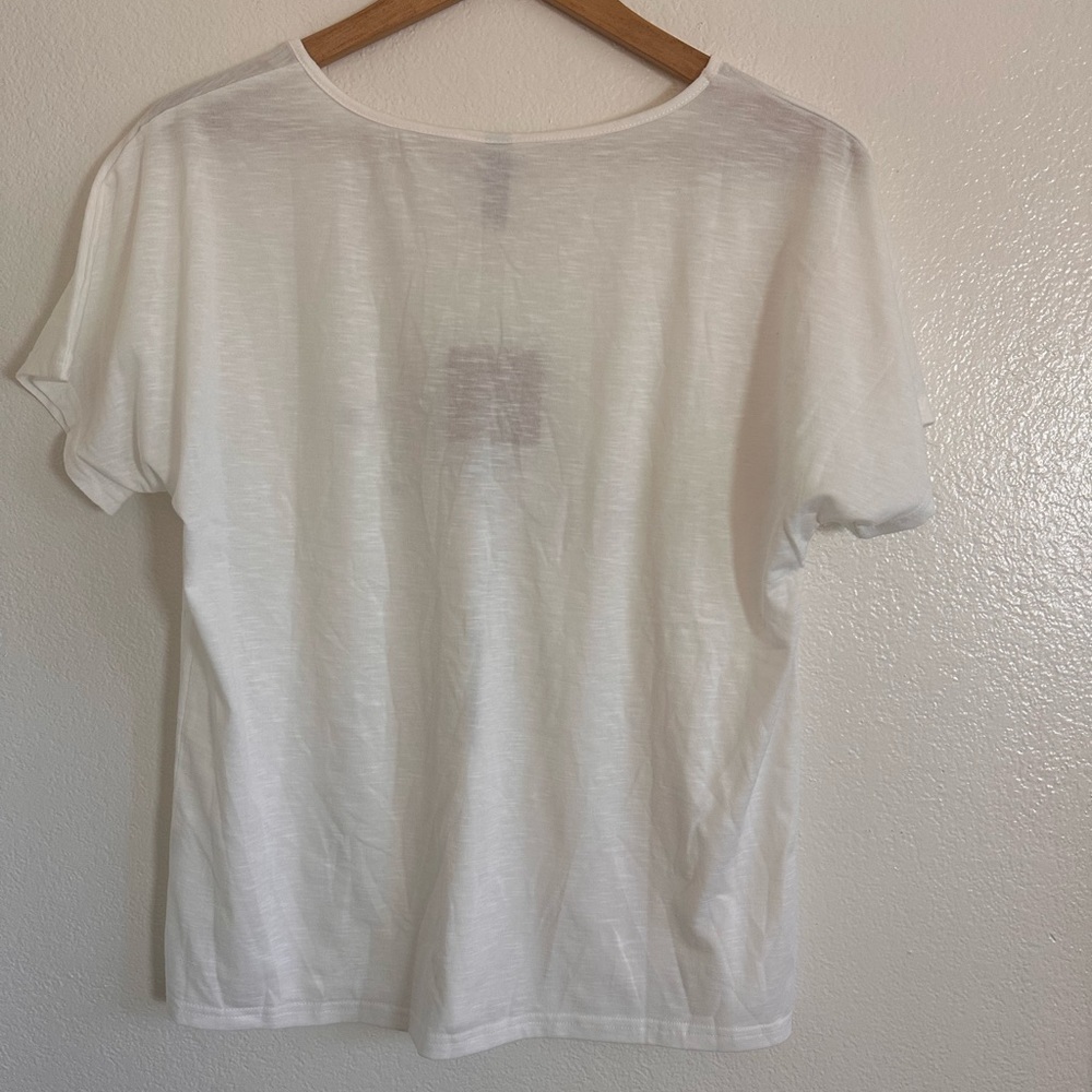 Regular Fit Crewneck Short Sleeve Shirt with Dragonfly Women Size Small White - Picture 3 of 4